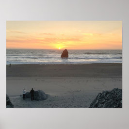 Kissingrots in Gold Beach Oregon op Sunset Poster