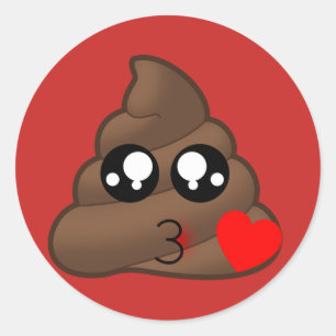 Kissy Face Love Poop Emoji Stickers (rood)