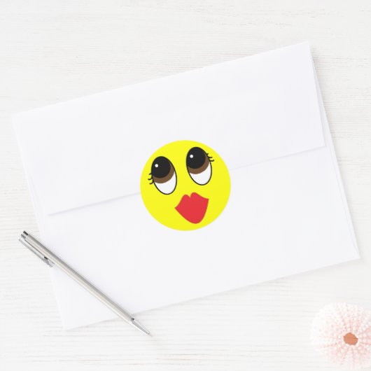 Kissy Face Ronde Sticker (Envelop)