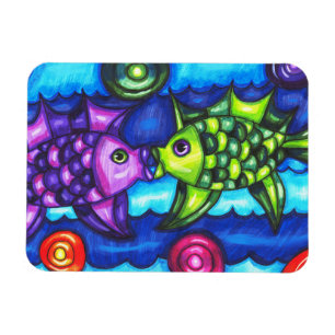 Kissy Fish grillige kleurrijke oceaan dierlijke ku Magneet