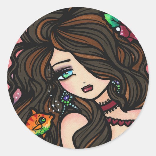 "Kissy Fish" Zeemeermin Stickers (Voorkant)