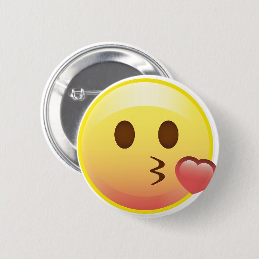 Kissy Heart Happy Kiss Emoji Face Button (Voorkant /achterkant)