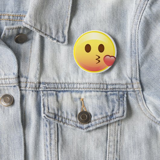 Kissy Heart Happy Kiss Emoji Face Button (In situ)