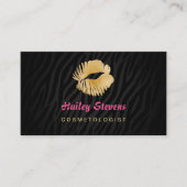Kissy Lips Goud en Zwarte Zebra Print Make-up Visitekaartje (Voorkant)
