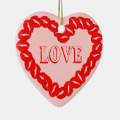 Kissy Lips Heart Keramisch Ornament (Rechts)
