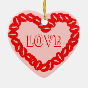 Kissy Lips Heart Keramisch Ornament