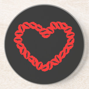  Kissy Lips Heart Zandsteen Onderzetter