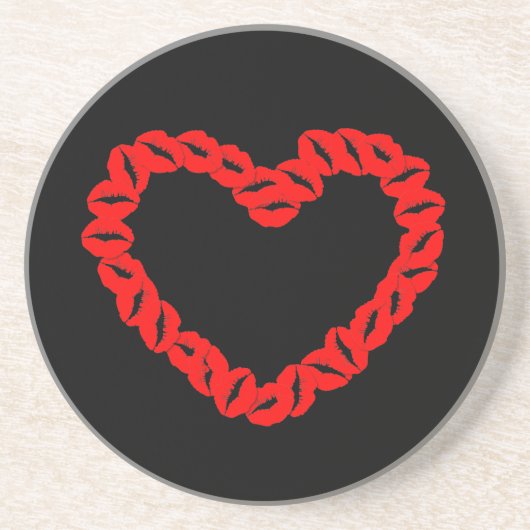  Kissy Lips Heart Zandsteen Onderzetter (Voorkant)