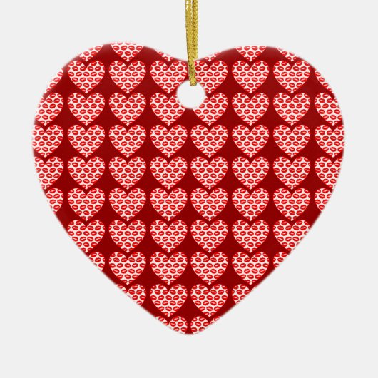 Kissy Lips Hearts Keramisch Ornament (Voorkant)
