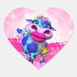 Kissy Moo Hart Stickers
