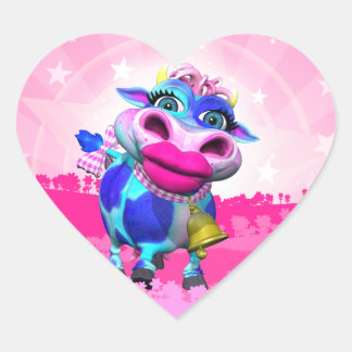 Kissy Moo Hart Stickers