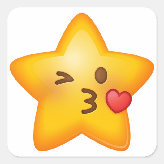 Kissy Star Emoji-Stickers Vierkante Sticker (Voorkant)