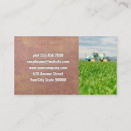 Kist met producten | Boer op tractor Visitekaartje (Achterkant)