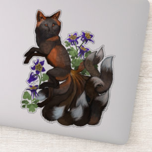 Kistune en Columbine Flowers Sticker