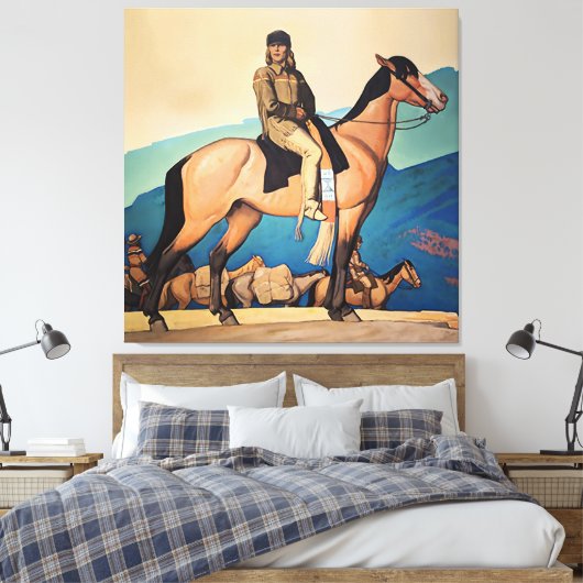 Kit Carson met berg Mannen door Maynard Dixon Canvas Afdruk (Insitu (Slaapkamer))