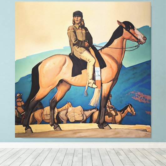 Kit Carson met berg Mannen door Maynard Dixon Canvas Afdruk (Insitu (Houten vloer))