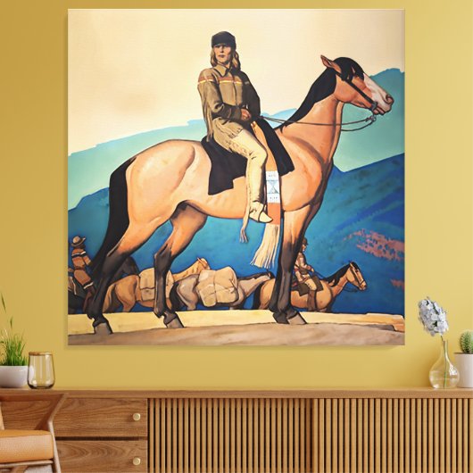 Kit Carson met berg Mannen door Maynard Dixon Canvas Afdruk (Insitu (Woonkamer))