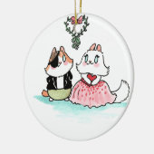 Kit en Angora onder de mistletoe Keramisch Ornament (Links)