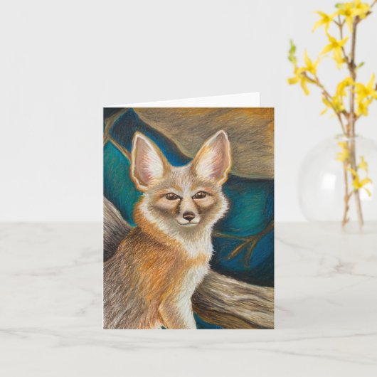 Kit Fox wenskaart Kaart (Gele Bloem)