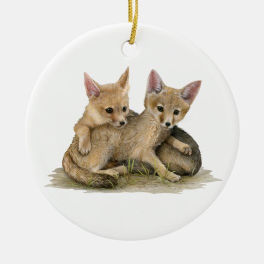 Kit Foxes Keramisch Ornament (Voorkant)