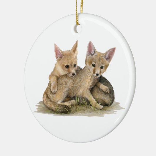 Kit Foxes Keramisch Ornament (Links)