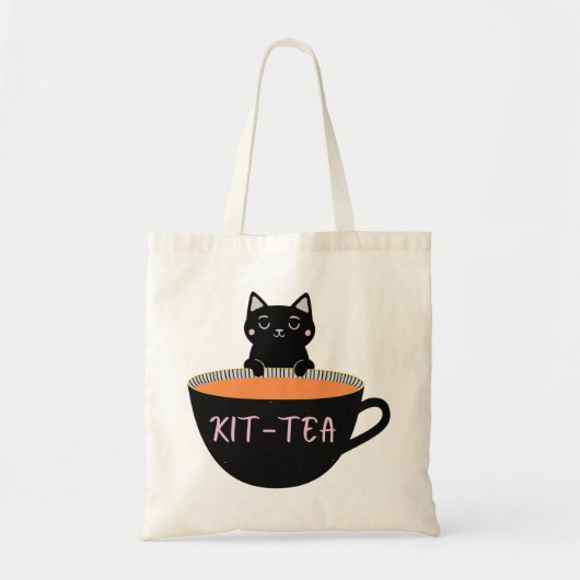 KIT-TEA BLACK CAT TOTE BAG (Voorkant)