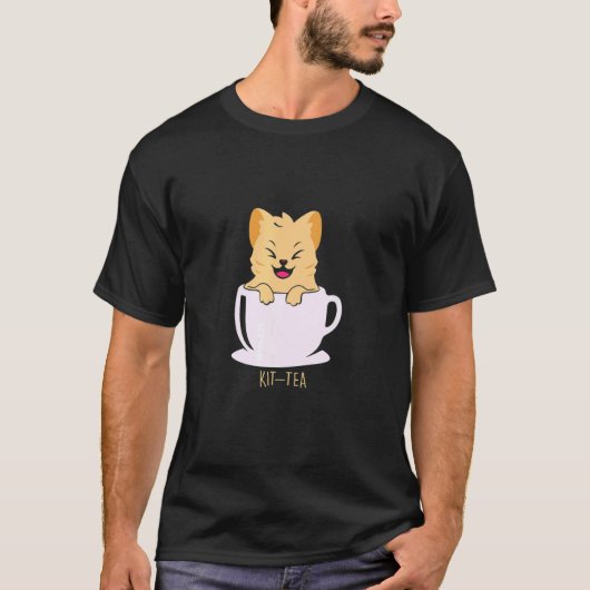 Kit Tea Cat Coffee Tea T-shirt (Voorkant)
