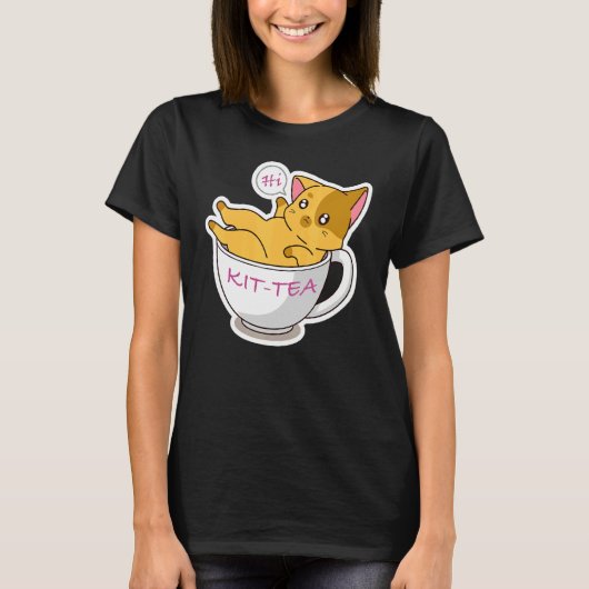 Kit Tea Cat Cute en Cat 3 T-shirt (Voorkant)