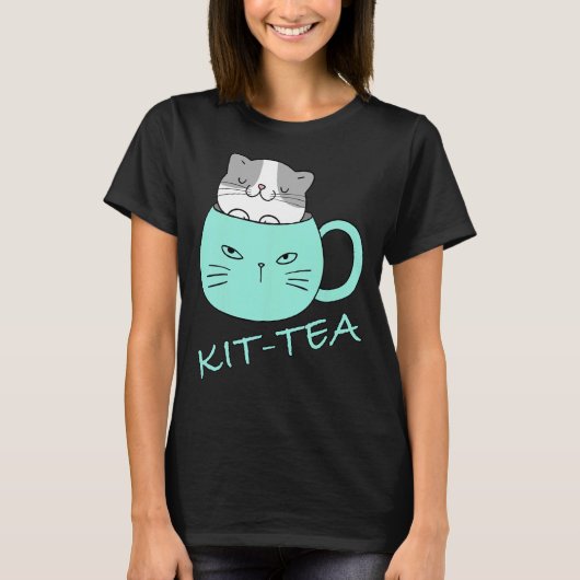 Kit Tea Cat Cute en Cat 4 T-shirt (Voorkant)