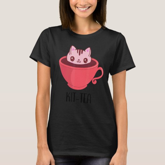 Kit tea Cat Mok Kit tea Cup Kit T-shirt (Voorkant)