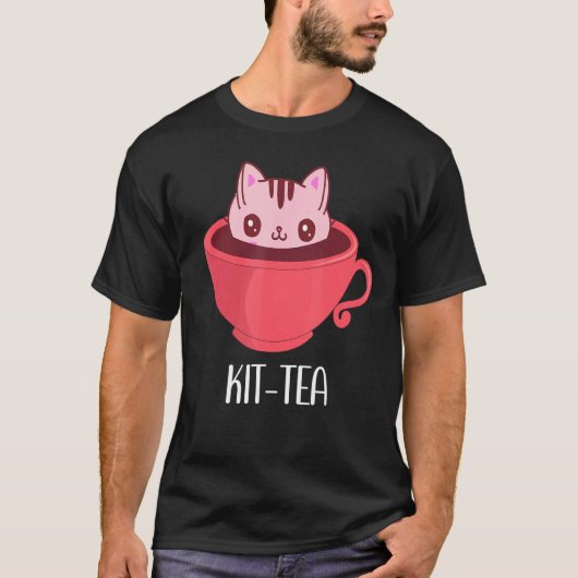 Kit tea Cat Mok Kit tea Cup Kit T-shirt (Voorkant)