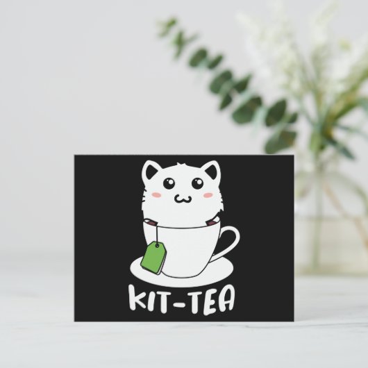 Kit Tea Funny Cat Lovers Briefkaart (Staand voorkant)
