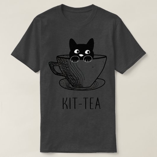 Kit-Tea-kat, klauw en grappig zwart kat T-shirt (Design voorkant)