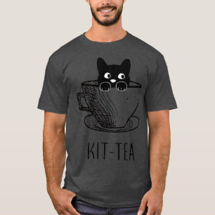 Kit-Tea-kat, klauw en grappig zwart kat T-shirt