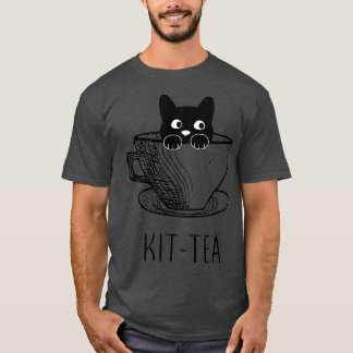 Kit-Tea-kat, klauw en grappig zwart kat T-shirt