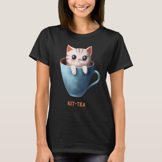 Kit tea Kittea Kitty Cat Tea Kitten Cup Cute Anima T-shirt (Voorkant)
