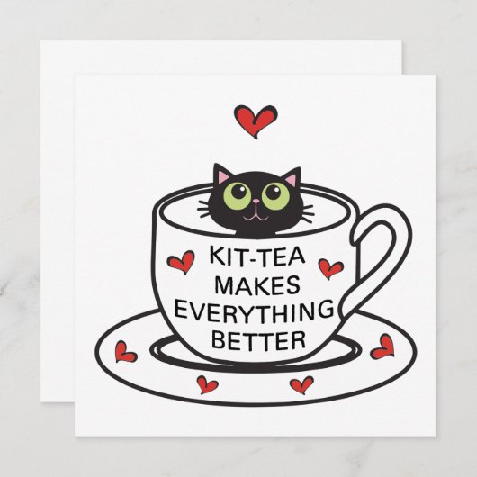 Kit-tea Maakt Alles Better Uitnodiging (Voorkant / Achterkant)