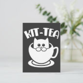 Kit-Tea Pet Funny Cat Tea Animal Pun Briefkaart (Staand voorkant)