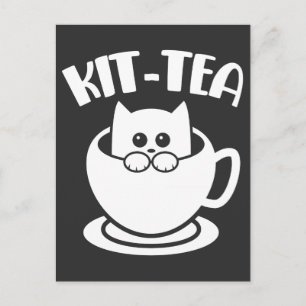 Kit-Tea Pet Funny Cat Tea Animal Pun Briefkaart