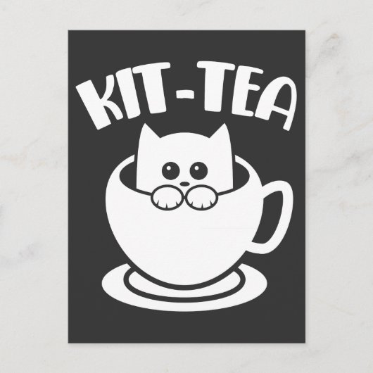 Kit-Tea Pet Funny Cat Tea Animal Pun Briefkaart (Voorkant)