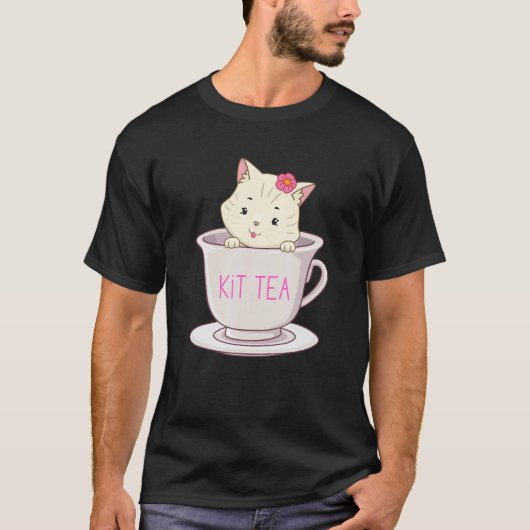 Kit Tea Schattig En  Kitty Kat  Sarcasme T-shirt (Voorkant)