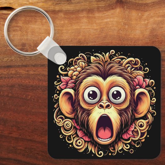 "Kit the Shocked Monkey" Aluminum Keychain (Voorkant)