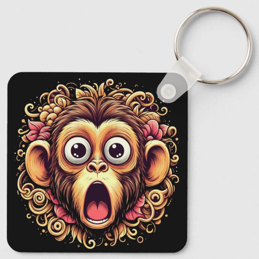"Kit the Shocked Monkey" Aluminum Keychain (Achterkant)