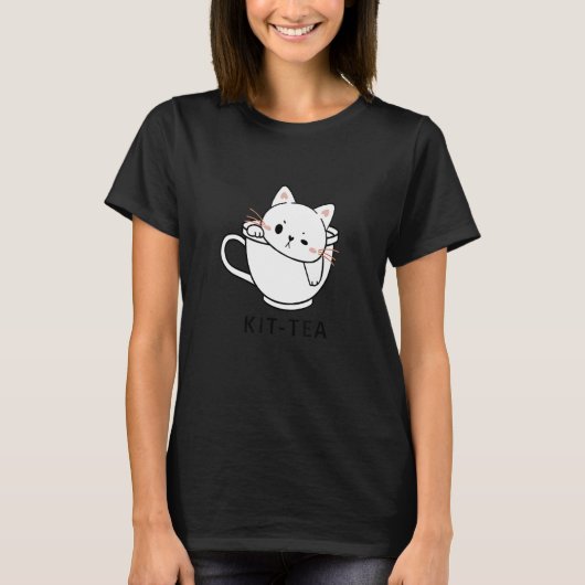 Kit Thee Kat Schattig En Kat Thee T-shirt (Voorkant)