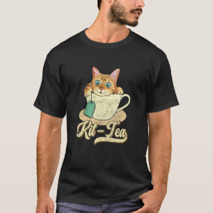 Kit Thee Zwarte Kitty Een Kopje Kat Thee Liefhebbe T-shirt