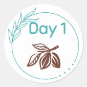 Kit voor chocolade-gebit Dag 1 Ronde Sticker (Voorkant)
