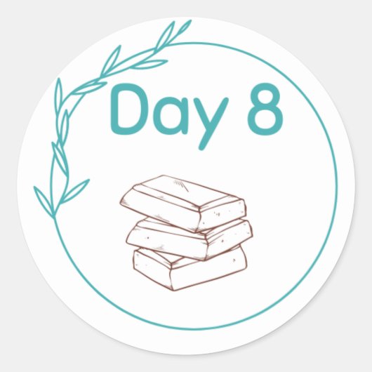 Kit voor chocolade-gebit Dag 8 Ronde Sticker (Voorkant)