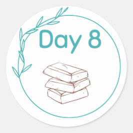 Kit voor chocolade-gebit Dag 8 Ronde Sticker