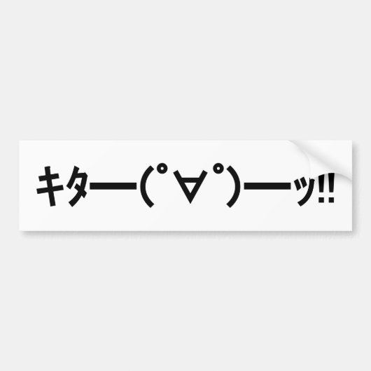 KITA! Emoticon タ ━) ━(! ∀! ゜! Japanse Kaomoji Bumpersticker (Voorkant)