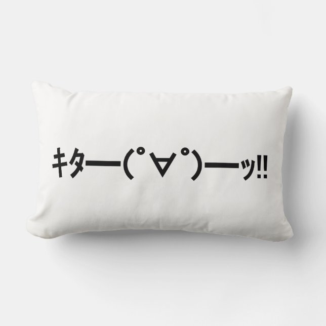 KITA! Emoticon タ ━) ━(! ∀! ゜! Japanse Kaomoji Kussen (Voorkant)